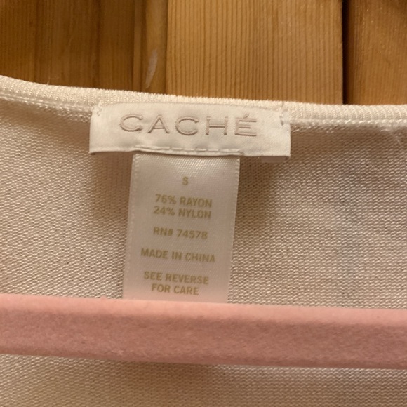 Cachè Off White Cold Shoulder Sweater Blouse Draped Neck Line S #4 - Picture 2 of 6